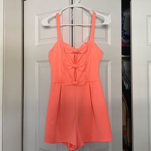 Pink/Coral Bow Romper